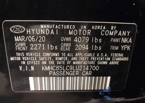 2020 Hyundai Ioniq Hybrid Sel z USA, uszkodzony, nr VIN KMHC85LC9LU214700